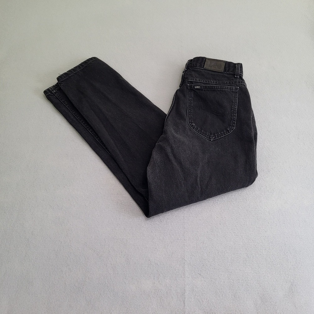 VTG Lee Black Denim Blue Jeans Made In USA Union Tag Women's 13 Med
